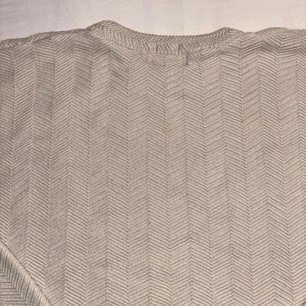Vintage Chaps Ralph Lauren Sweater Men XL Beige Cream Herringbone Knit Crewneck